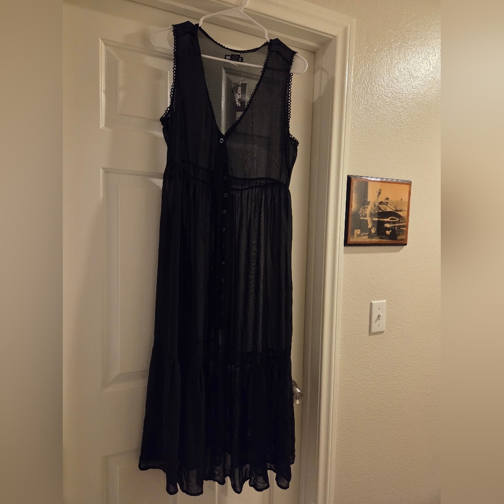 Hot Topic Black Sheer Maxi Dress
